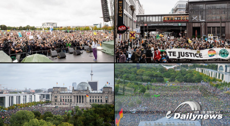 ▲ 수십만 명에 이르는 청년들이 전 세계 지도자들에게 메시지를 전하기 위해 9월 24일(현지 시각) 거리로 나섰다/사진 트위터에서 발췌